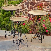 Zaer Ltd International Set of 3 Frosted Gold Iron Birdbaths with Bird Details "Stephania" ZR171426-SET View 6