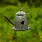 Zaer Ltd International Pre-Order: Set of 6 Assorted Style Galvanized Teapot Birdhouses ZR170773-GVS View 6