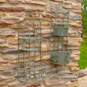 Zaer Ltd International Set of Dual Wall Hanging Planters with Removable Baskets in Green "London 1820" ZR161262-VG View 6