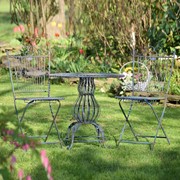 Zaer Ltd International Three Piece Metal Bistro Set with 2 Folding Chairs & Round Table in Cobalt Blue ZR191499-FBS View 6