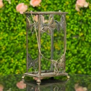 Zaer Ltd International Set of 2 Rectangular Glass Butterfly Lanterns in Frosted Gold ZR630608-FGS View 6