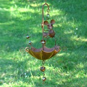 Zaer Ltd. International Pre-Order: Set/6 Assorted Animal Hanging Umbrella Birdfeeder Wind Chimes in Rust ZR777107-RSS View 6
