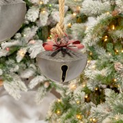 Zaer Ltd International Set of 7 Large Galvanized Jingle Bells with Ribbon and Rope ZR175353-SET View 6