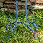 Zaer Ltd International Pre-Order: 31" Tall "Two Birds" Iron Birdbath with Frosted Blue Finish ZR180387-FB View 6