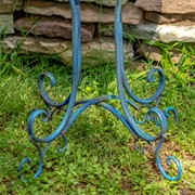 Zaer Ltd International 31in. Tall "Two Birds" Iron Birdbath with Frosted Blue Finish ZR180387-FB View 6