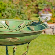 Zaer Ltd International 31in. Tall "Two Birds" Iron Birdbath with Verdi Green Finish ZR180387-VG View 6