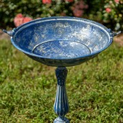 Zaer Ltd International 27" Tall Ornate Pedestal Birdbath with Little Bird Details in Blue ZR160318-BL View 6