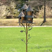 Zaer Ltd International 76.75" Tall Country Style Multi-Home Iron Birdhouse Stake "Pipersville" ZR182433 View 6