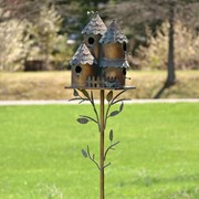 Zaer Ltd International Pre-Order: 76.75"T. Country Style Multi-Home Iron Birdhouse Stake "Pipersville" ZR182433 View 6