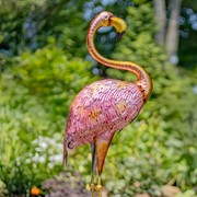 Zaer Ltd International 42" Tall Set of 4 Metallic Pink Iron Flamingo Outdoor Decorations ZR801006-SET View 6