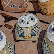 Zaer Ltd International Pre-Order: Set of 3 Solar "Rock" Owls with Light Up Eyes in 3 Assorted Colors VA100001-SET View 6