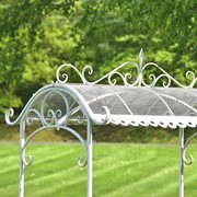 Zaer Ltd. International Pre-Order: "Tusheti" 78.74" Tall Large Iron Flower Cart with Roof in Antq. White ZR180522-AW View 6
