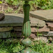 Zaer Ltd International 28.75" Tall Round Pedestal Birdbath with Bird Details in Antique Green ZR181173-GR View 6