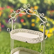 Zaer Ltd International Pre-Order: 43" Tall Three Tier Iron Plant Stand in Antique White ZR180978-AW View 6