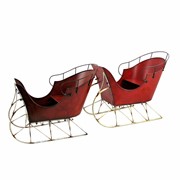 Zaer Ltd International Set of 2 Vintage Style Sleighs in Antique Red ZR170362-SET View 6