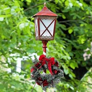 Zaer Ltd International Pre-Order: 59" Tall Standing Iron Lantern with LED Lights and Wreath ZR180857 View 6
