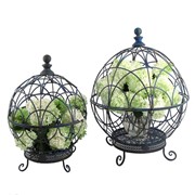 Zaer Ltd. International Pre-Order: Set of 2 Iron Globe Plant Stands with Antique Blue Finish ZR151119-BL View 6
