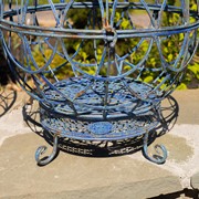 Zaer Ltd. International Set of 2 Assorted Iron Globe Plant Stands in Cobalt Blue "Paris 1968" ZR151119-BL View 6