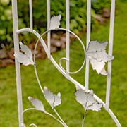 Zaer Ltd International "Stephania" 8ft. Tall Garden Gate Arch with Side Plant Stands in Antique White ZR180830-AW View 6