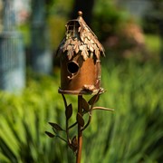 Zaer Ltd International 65" Tall Country Style Iron Birdhouse Stake "Round House" ZR142106-1 View 6