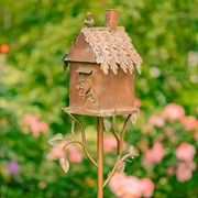 Zaer Ltd International 65" Tall Country Style Iron Birdhouse Stake "Chimney House" ZR142106-3 View 6