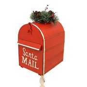 Zaer Ltd International Pre-Order: 42" Tall Standing "Santa's Mail" Christmas Mailbox w/LED Wreath ZR361849-RD View 6