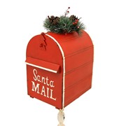 Zaer Ltd International Pre-Order: 42" Tall Standing Red "Santa's Mail" Christmas Mailbox w/LED Wreath ZR361849-RD View 6