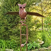 Zaer Ltd International 81" Tall Large Flying Owl Metal Rocking Stake in Antique Rust "Wesley" ZR182410-RS View 6