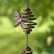 Zaer Ltd International 79" Long Antique Bronze Hanging Honeybee Rain Chain ZR191812-BZ View 6