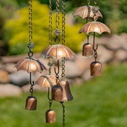 Zaer Ltd International 39.75" Long Antique Copper Umbrella Wind Chime with Glass Marbles & Bells ZR192149 View 6