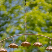 Zaer Ltd International Set of 3 Antique Copper Umbrella Wind Chimes with Bells ZR192614-SET View 6