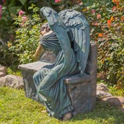 Zaer Ltd International 35" Tall Magnesium Napping Angel on Bench in Antique Bronze "Seraphina" ZR229035-BZ View 6
