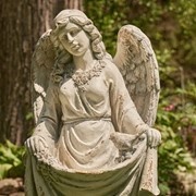 Zaer Ltd International Pre-Order: 37" Tall Magnesium Angel Statue and Birdbath "Muriel" in Antique Grey ZR253037-GY View 6