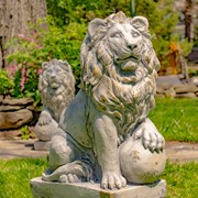 Zaer Ltd International 26.5" Tall Set of 2 Magnesium Lion Sentry Statues in Grey "Marloni & Antonio" ZR560270-GY View 6