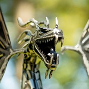 Zaer Ltd International 83.5" Tall Iron Dragon Swing Stake with Tail Up "Sunfyre" ZR191047 View 6