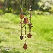 Zaer Ltd International Pre-Order: 38" Long Antique Copper Hanging Birdhouse Wind Chime "Farmhouse” ZR190557-C View 6