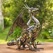 Zaer Ltd International Pre-Order: 21" Tall Metal Dragon Statue "Alexander" ZR180719 View 6