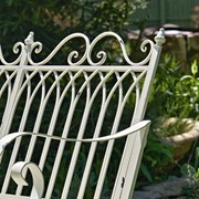 Zaer Ltd International "Tatiana" Iron Rocking Garden Bench in Antique White ZR819611-WH View 6