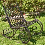 Zaer Ltd International "Tatiana" Iron Rocking Garden Arm Chair in Antique Bronze ZR819612-BZ View 6