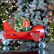 Zaer Ltd International Small Red Airplane with Lighted Christmas Tree and Gifts ZR190160 View 6