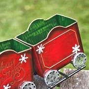Zaer Ltd International 15" Long Red Iron Christmas Train with Snowflakes & Candleholder ZR180893 View 6