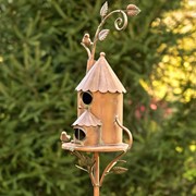 Zaer Ltd International Pre-Order: 75" Tall Two Story Silo Copper Finish Birdhouse Stake "Lancaster" ZR193291 View 6
