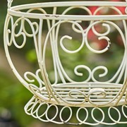 Zaer Ltd International Pre-Order: 28.35" Long Hanging Iron Basket Planter in Antique White "Paris 1968" ZR180315-AW View 6