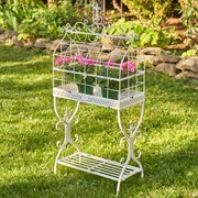 Zaer Ltd. International Pre-Order: 42.5" Tall Iron Cage Plant Stand in Antique White "Paris 1968" ZR190422-AW View 6