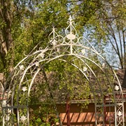 Zaer Ltd. International "Philadelphia" 8.5ft. Tall Iron Garden Arch Decoration in Antique White ZR190429-AW View 6