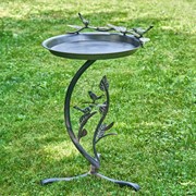 Zaer Ltd. International 32" Tall Shallow Galvanized Iron Birdbath with Branch Stand ZR190779-GV View 6