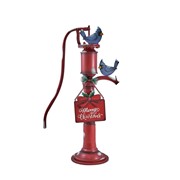 Zaer Ltd. International 31" Tall Old Style Red Iron Water Pump with "Merry Christmas" Sign & Bluebirds ZR190271 View 6
