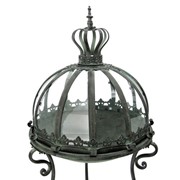 Zaer Ltd International Pre-Order: S/3 Glass Dome Terrariums with Iron Stands in Silver "Marseille 1792" ZR530995-FSS View 6