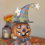 Zaer Ltd. International 42.5" Tall Metal Pumpkin Witch with Owl Candy Holder ZR190341 View 6