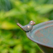 Zaer Ltd International 28.75" Tall Round Pedestal Birdbath with Bird Details in Copper-Bronze ZR181173-CB View 6